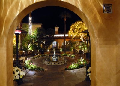 Royal Palms Courtyard at Night