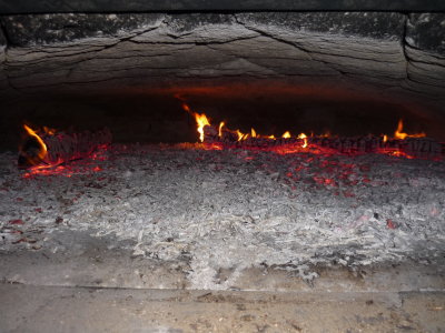 The coals in the oven