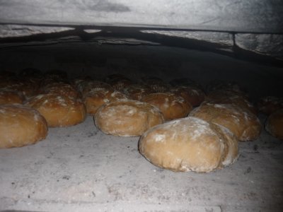 The bread in the oven