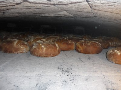 The bread in the oven