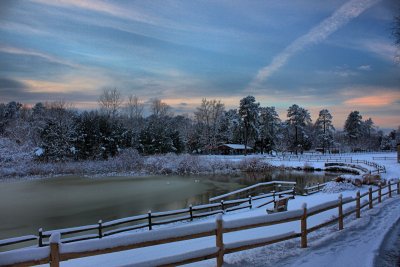 Snowy Park Near Sunset in HDR<BR>January 8, 2011