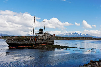 The St. Christopher aground in Ushuaia Bay