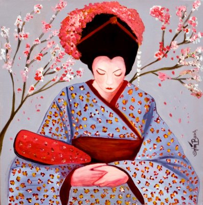芸者 Geisha with Cherry blossom