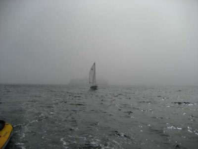 ferry in fog