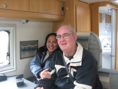 Daisy & Dave in the van before we left