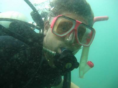 Lookin' cool in my pink mask and snorkel