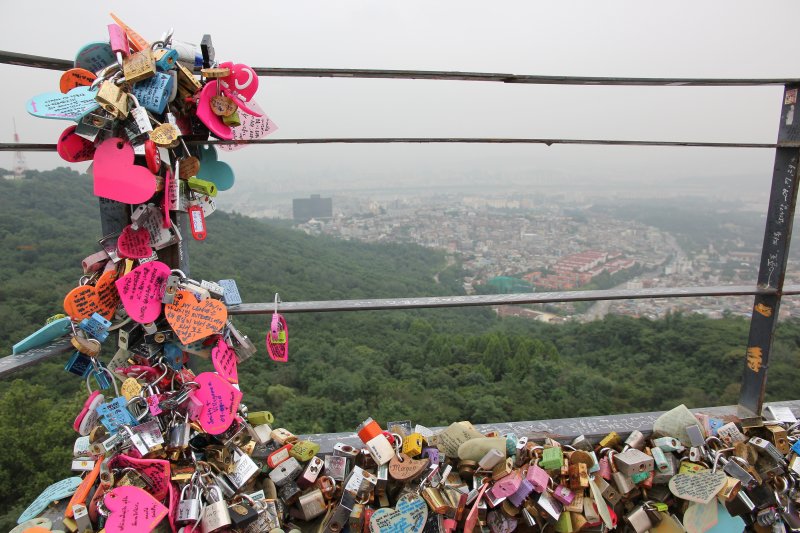 The NSeoul Tower padlocs. A Symbol of eternal love. The keys are thrown away. ( Actually this custom originated in Hungary)