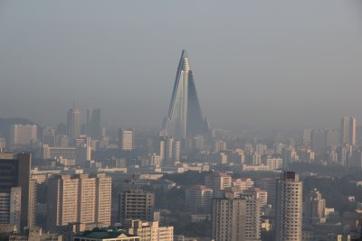 Ryugyong Hotel. Construction started in 1987. Still far from finished.