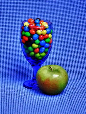 Candy in Blue Glass