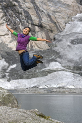Jumping at Boyabreen