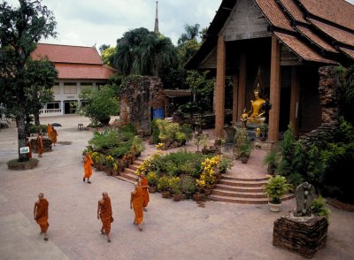 Monks at Wat Yai Chai Mongkhon