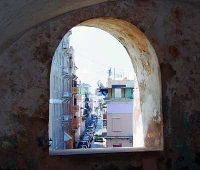 View of Calle Sol  through a window