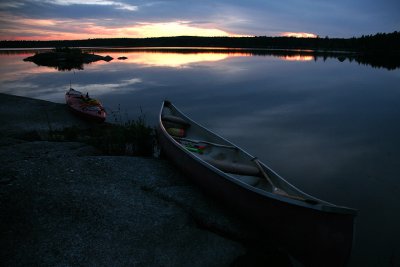 Canoe and the Setting Sun