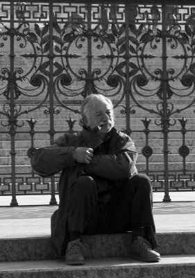 Man smoking a pipe