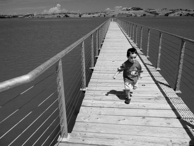Carter Running on the Pier