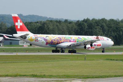 Swiss Airbus A340-300 HB-JMJ San Francisco direct Zurich