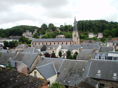Church and rooftops