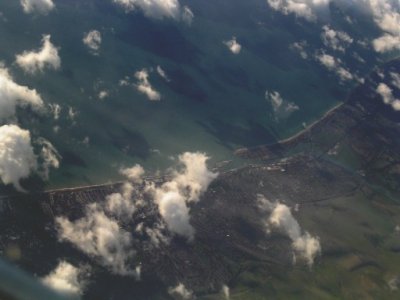 Leaving England flying over English Channel