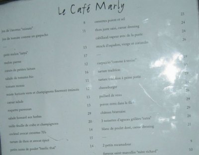 Caf Marly Menu