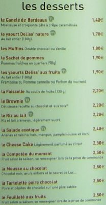 Class'croute Menu  - Les Desserts