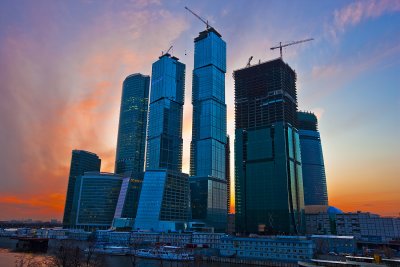 Moscow city. Sunset