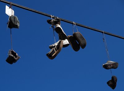 hanging shoes from electric line.JPG
