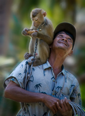 Coconut monkey & owner