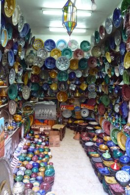Colorful plates are commonly seen in Morocco