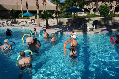 AT MOST RESORTS THERE IS  A WATER AEROBICS CLASS AT THE POOL....