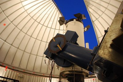 THIS PICTURE WAS TAKEN FROM JUST BELOW THE SARA TELESCOPE AS IT PEERED OUT THE SLIT IN THE DOME