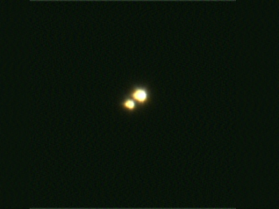 THIS IS ALGIEBA, A BINARY STAR AT 126 LIGHT YEARS AWAY AS SEEN THROUGH THE TELESCOPE