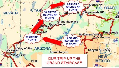 THIS MAP SHOWS THE PATH OF OUR TRAVELS UP THE GRAND STAIRCASE OR ESCALANTE OF THE SOUTHWEST