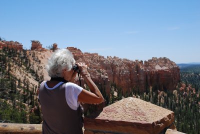 SARA WAS CONSTANTLY ON THE LOOKOUT FOR NEW BIRDS AT BRYCE CANYON