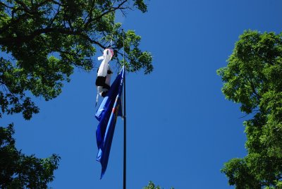 WE FLEW THE WISCONSIN STATE FLAG AND A COW WINDSOCK AT OUR SITE TO HELP FRIENDS AND FAMILY FIND US