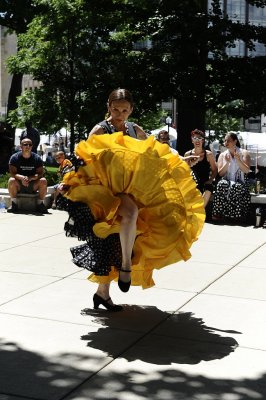 THERE WAS CONSTANT ENTERTAINMENT AT THE ART FAIR  INCLUDING THESE SPANISH DANCERS WHO  WERE VERY POPULAR WITH THE CROWDS