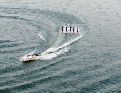 WHERE ELSE BUT MAD CITY CAN YOU WATCH A PROFESSIONAL WATER SKI TEAM PRACTICE FROM THE ROOF OF THE CONVENTION CENTER?