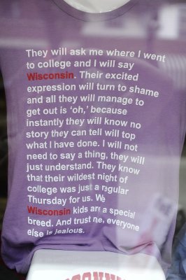 THIS T SHIRT PRETTY MUCH SUMS UP THE MAD CITY ATTITUDE ON CAMPUS