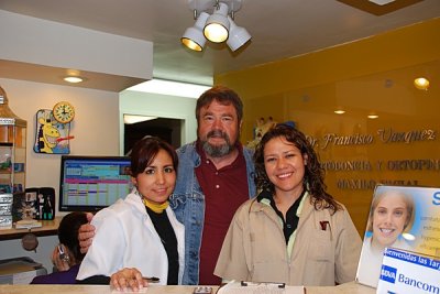 MY FAVORITE DENTISTS IN ALL OF MEXICO-DR. LAGUNA ON LEFT AND DR. BARRERA ON RT-PATIENT IN THE MIDDLE