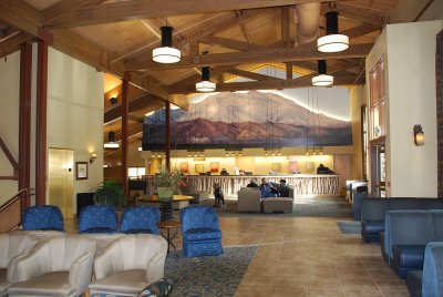 WE SAT IN THE LOBBY OF THIS ONE IN DENALI VILLAGE JUST TO ENJOY ALL THE SPACE THAT WAS LACKING IN OUR SUNSEEKER RV