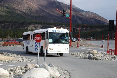 ONE OF THE MANY PRINCESS LINE BUSES MOVING CRUISE CUSTOMERS TO ONE OF ITS LODGES