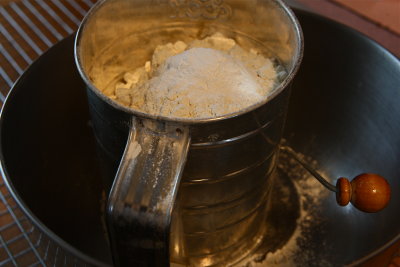 Sift flour, baking soda & baking powder