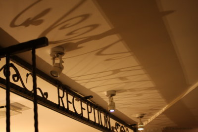 Shadows of the reception sign