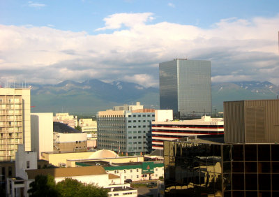 Anchorage Skyline from Cpt Cook Hotel Room