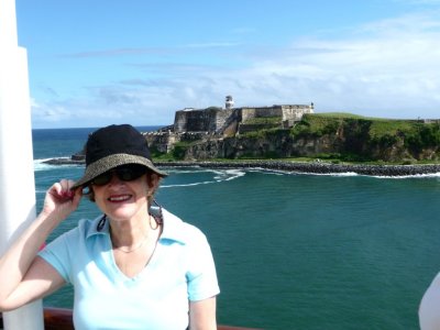 Susan on Deck Arriving San Juan