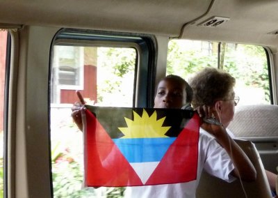 Tour Guide Explains Symbols of Antigua Flag