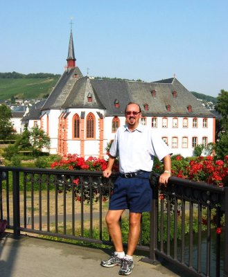 Bill on Bridge to Kues, Germany (across river from Berkastel)