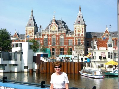 Susan in Front of Central Train Station - Amsterdam, NL