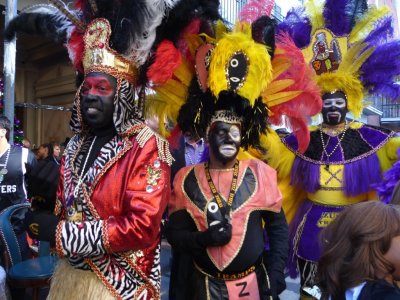 Krewe of Zulu Members at Greasing of the Poles