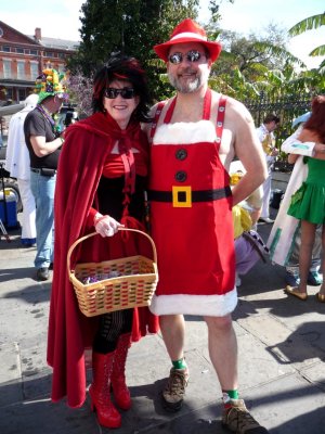 Red Riding Hood and Santa on Mardi Gras Day