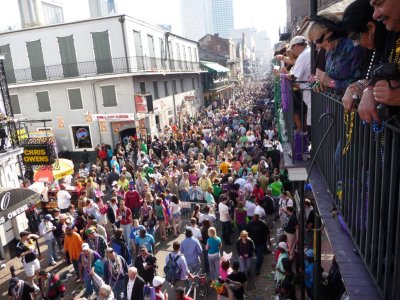 Afternoon Crowd on Bourbon St on Fat Tuesday